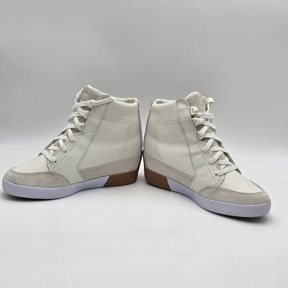 Sorel‎ Women's 7.5 Boots Hidden Wedge White Sea Salt Gum Out N About Waterproof